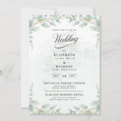 Invitation Heritage Eucalyptus Leaves Botanical RSVP Wedding (Devant)