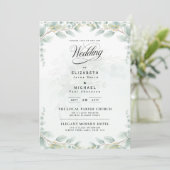 Invitation Heritage Eucalyptus Leaves Botanical RSVP Wedding (Debout devant)