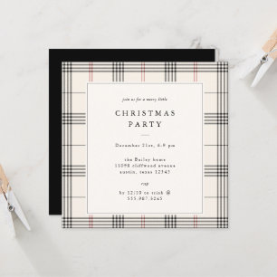 Invitation HERITAGE Fête de Noël Tartan Crème