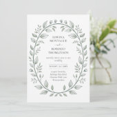 Invitation Heritage Green Leaf Botanical Classic Wedding (Debout devant)