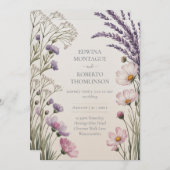 Invitation Heritage Lavender Meadow Wildflower Wedding (Devant / Derrière)