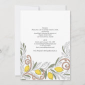 Invitation Heritage Lemon Line Art Mediterranean Wedding (Dos)