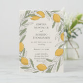 Invitation Heritage Lemon Olive Wreath Mediterranean Wedding (Debout devant)