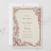 Invitation Héritage | Mariage à l'anglaise victorien burgundy (Devant)