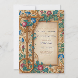 Invitation Héritage | Mariage bijou or Renaissance médiévale