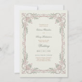 Invitation Héritage | Mariage filigrane de rose édouardienne (Devant)
