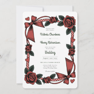 Invitation Héritage Mariage rétro Rockabilly années 50 Rose