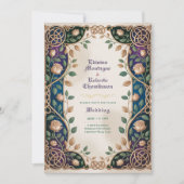 Invitation Heritage Medieval Celtic Knot Jewel Gold Wedding (Devant)