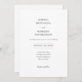 Invitation Heritage Minimal Classic Black and White Wedding (Devant / Derrière)