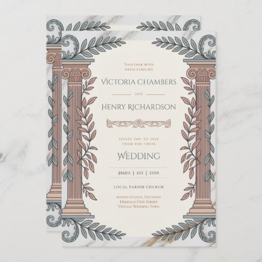 Invitation Heritage | Neoclassical Greco-Roman Wedding (Devant / Derrière)