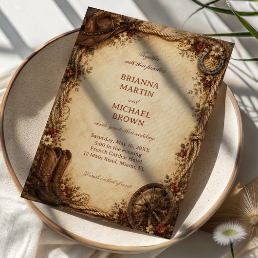 Invitation Héritage occidental du ranch rustique