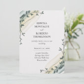 Invitation Heritage Olive Ribbon Minimalist Wedding (Debout devant)