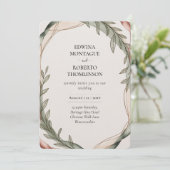 Invitation Heritage Olive Wreath Botanical Wedding (Debout devant)