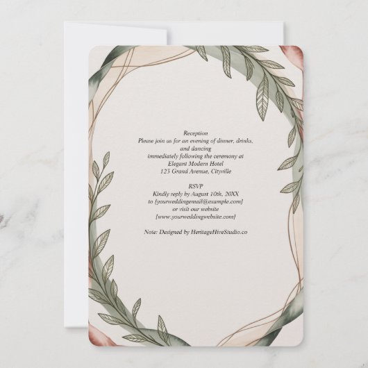 Invitation Heritage Olive Wreath Botanical Wedding (Dos)