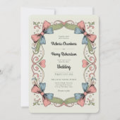 Invitation Heritage Retro 1950s Rockabilly Pastel Bow Wedding (Devant)