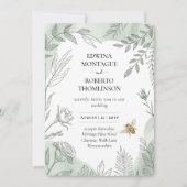 Invitation Heritage Sage Botanical Bee Wedding (Devant)