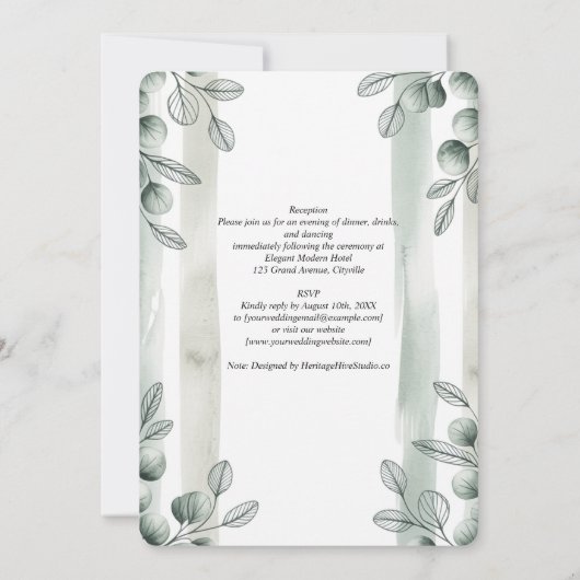 Invitation Heritage Sage Eucalyptus Botanical Wedding (Dos)