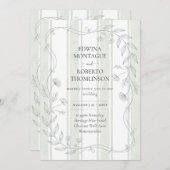 Invitation Heritage Sage Stripe Botanical Elegant Wedding (Devant / Derrière)