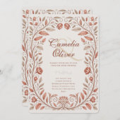 Invitation Heritage Victorian Botanical Terracotta Wedding (Devant / Derrière)