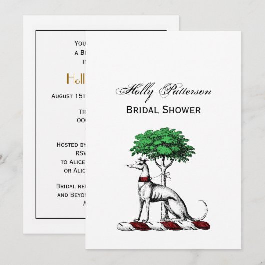 Invitation Héritier de Greyhound Whippet avec arbre héraldiqu (Devant / Derrière)