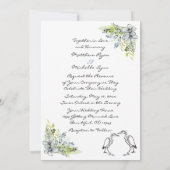 Invitation Heron Bird Couple et Flower Wreath Wedding Invitat (Dos)