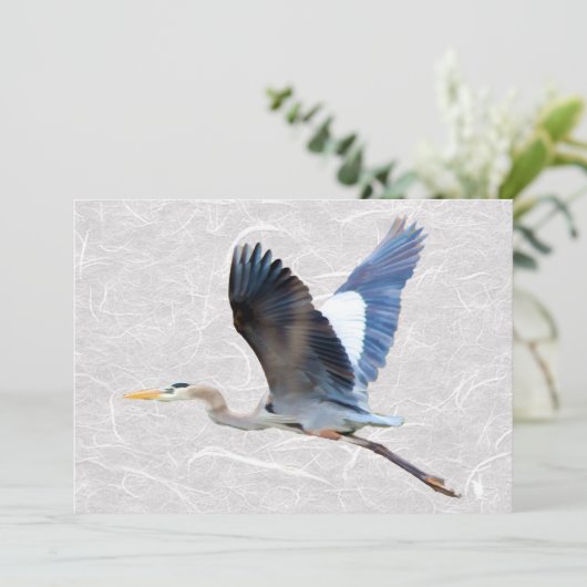 Invitation Héron bleu flottant d'aquarelle (Debout devant)