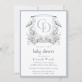 Invitation Heron Interlocking Monogram Baby Shower (Devant)