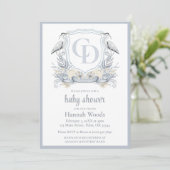 Invitation Heron Interlocking Monogram Baby Shower (Debout devant)