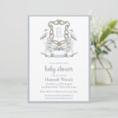 Invitation Heron Rope Monogram Baby Shower (Debout devant)