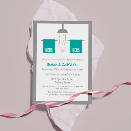 Invitation Hers et Hers | Douche de Lesbian Couple