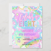 Invitation Heure De Célébrer Huit Neon Glow 8e Anniversaire (Devant)