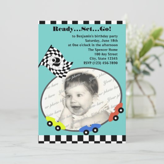 Invitation Heure de course Anniversaire (Debout devant)