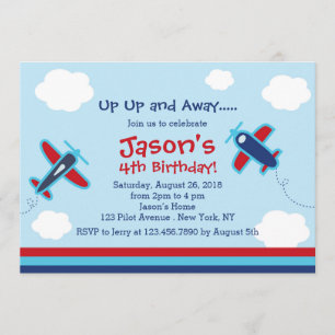 Invitation Heure de départ et heure de départ de l'avion Fête