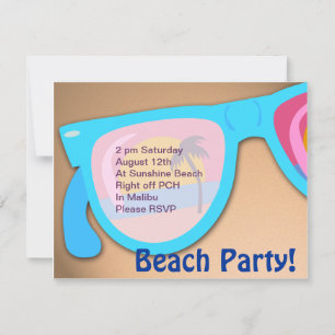 Invitation Heure de la fête de plage de Shades Beach