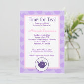 Invitation Heure de la Fête des mariées Tea Teapot (violet) 5 (Debout devant)