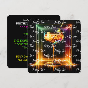 Invitation Heure de la fête Neon tendance personnalisée