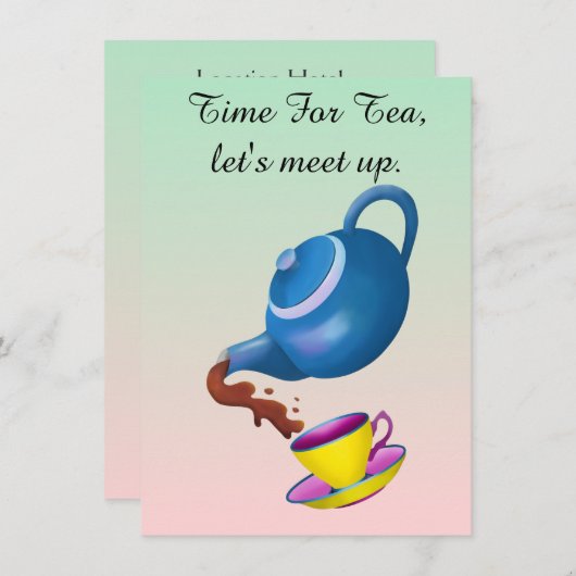 Invitation Heure De L'Invitation Au Thé (Devant / Derrière)