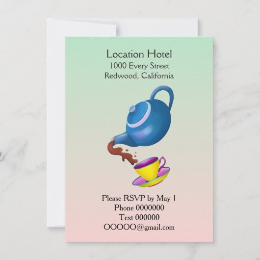 Invitation Heure De L'Invitation Au Thé (Dos)