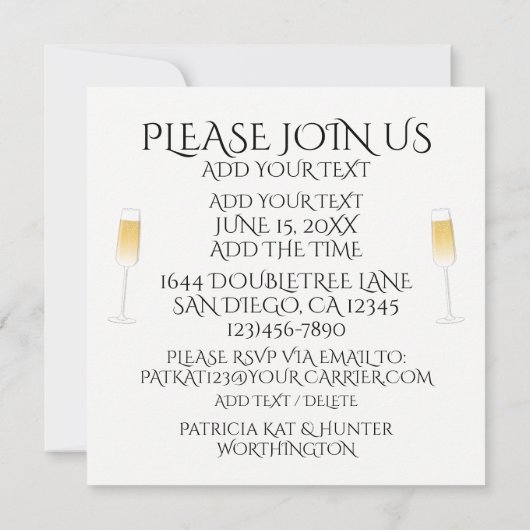 Invitation Heure De L'Invitation De Célébration (Dos)