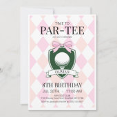 Invitation Heure de Par-Tee Pink Golf 8e fête d'anniversaire (Devant)