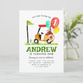 Invitation Heure de Partee Golf Panier Balloon Golf Anniversa (Debout devant)