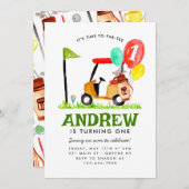 Invitation Heure de Partee Golf Panier Balloon Golf Anniversa (Devant / Derrière)