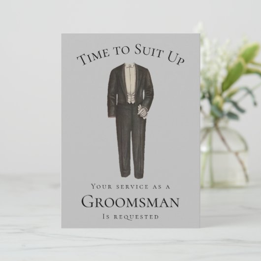 Invitation Heure de proposition Groomsman pour s'adapter Tuxe (Debout devant)