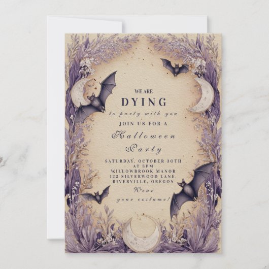 Invitation Heure de sorcière Lune Halloween (Devant)