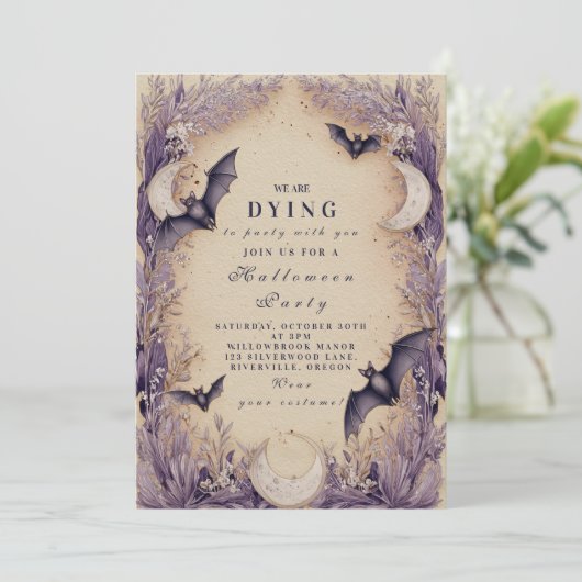 Invitation Heure de sorcière Lune Halloween (Debout devant)