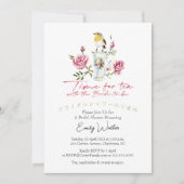 Invitation Heure de Tea Fête des mariées Teacup Bird Rose Flo (Devant)