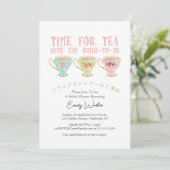 Invitation Heure de Tea Fête des mariées Teacup Pastel Floral (Debout devant)