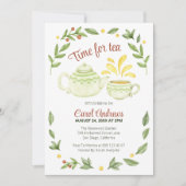 Invitation Heure de Tea Watercolor Fête des mariées Party (Devant)