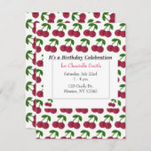 Invitation Heure d'été Cerises Anniversaire (Devant / Derrière)