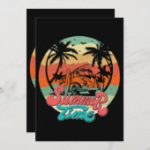 Invitation Heure d'été Surf Funny Beach Famille Vacances Matc (Devant / Derrière)